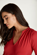 Load image into Gallery viewer, Red Jersey V Neck Top