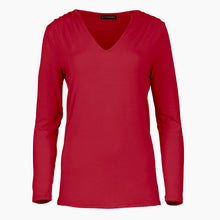 Load image into Gallery viewer, Red Jersey V Neck Top
