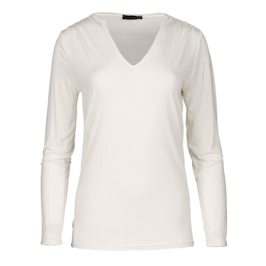 Cream Jersey V Neck Top