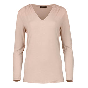 Dusty Pink Jersey V Neck Top