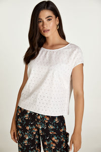 White Sleeveless Embroidered Top