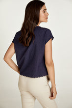 Load image into Gallery viewer, Navy Sleeveless Embroidered Top