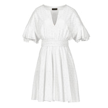 Load image into Gallery viewer, White Embroidered Dress with Ruffle Sleeves