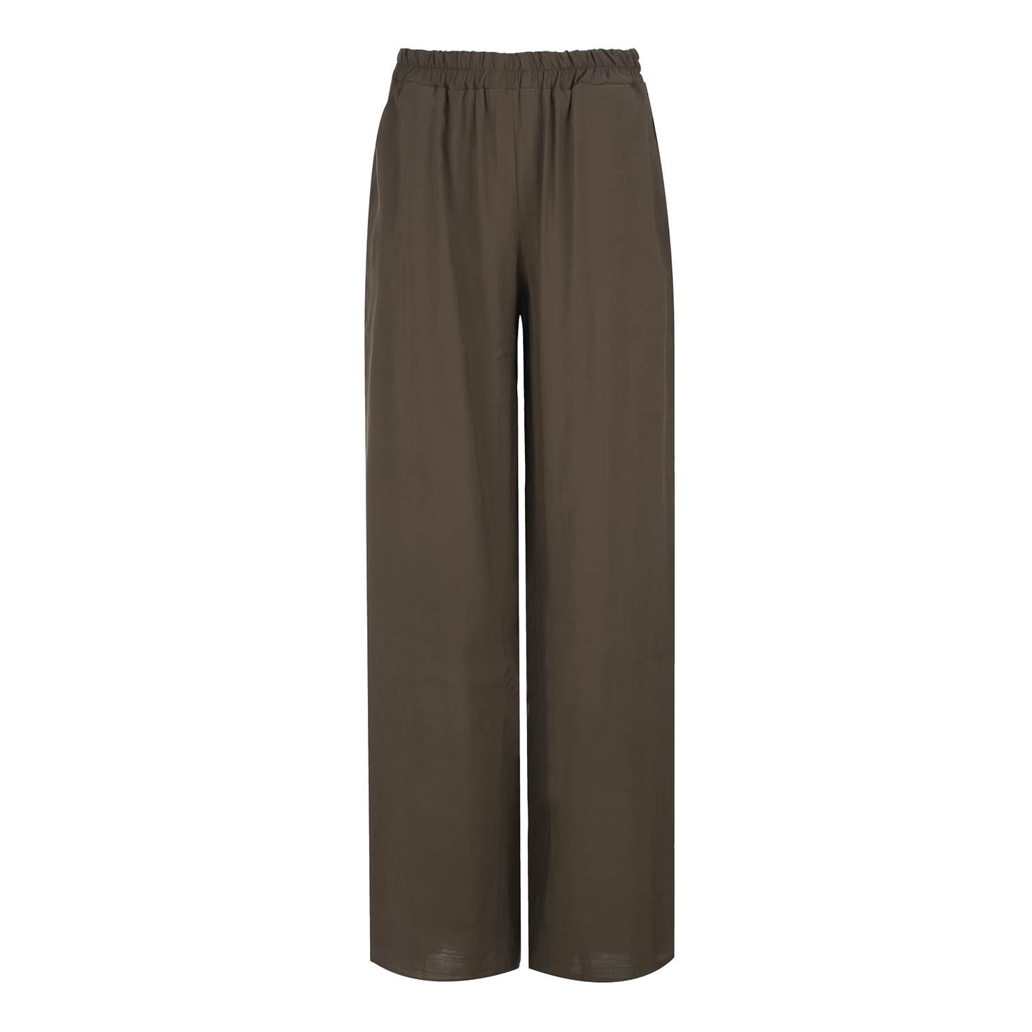 Khaki Elegance Wide-Leg Trousers