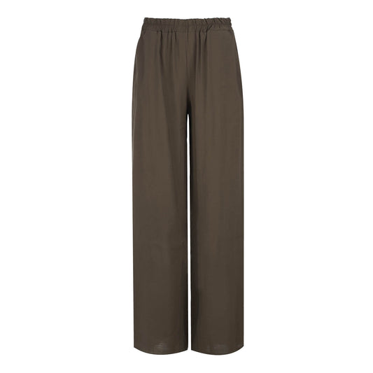 Khaki Elegance Wide-Leg Trousers