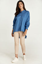 Load image into Gallery viewer, Sky Blue Blouse with Mandarin Collar