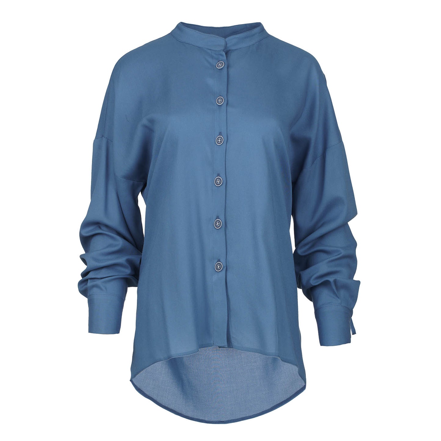Sky Blue Blouse with Mandarin Collar