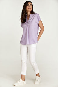 Sleeveless Lilac Top with a Mandarin Collar