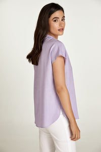 Sleeveless Lilac Top with a Mandarin Collar