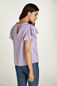 Frill Detail Lilac Top