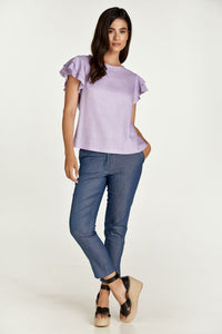 Frill Detail Lilac Top