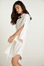 Load image into Gallery viewer, Ecru Shirt Dress with Sleeve Button Detail