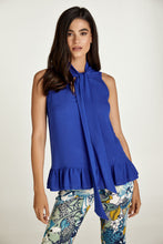Load image into Gallery viewer, Electric Blue Tie Detail Top with Frills