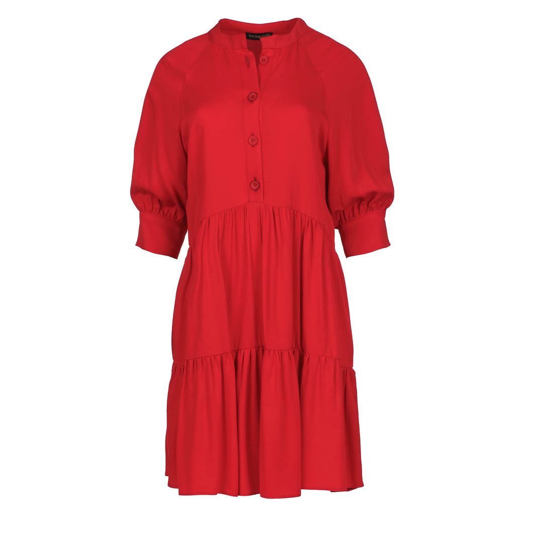 Loose Red Ruffle Dress