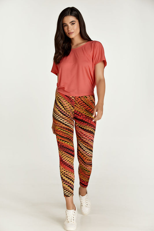 Red Multi-Coloured Print Leggings