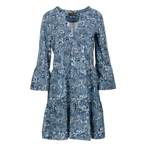 Indigo Paisley Print A Line Dress