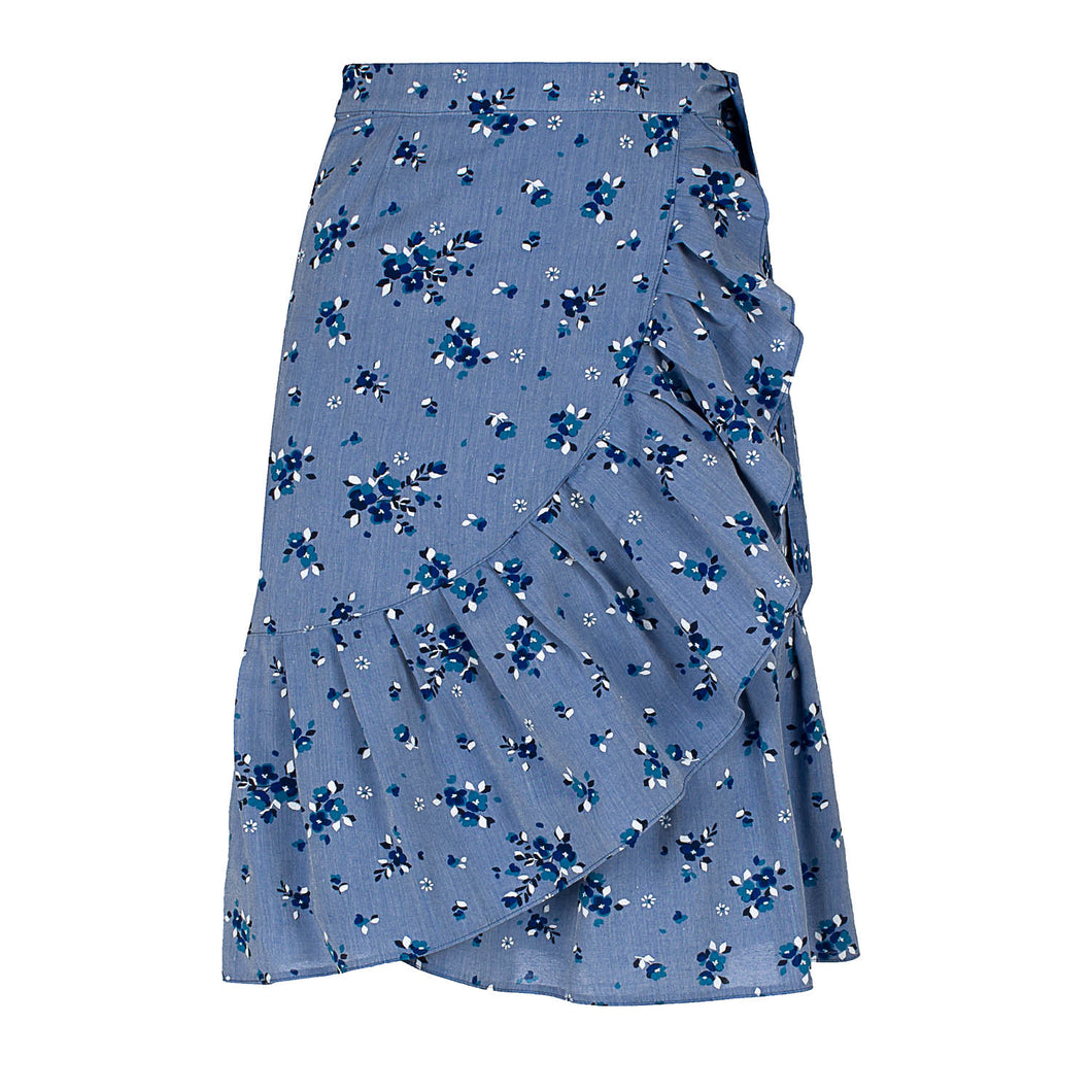 Floral Wrap Ruffle Skirt