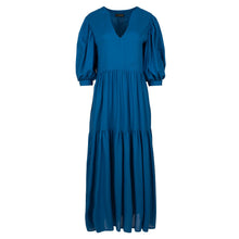 Load image into Gallery viewer, Blue V Neck Maxi Dress