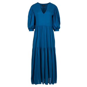 Blue V Neck Maxi Dress