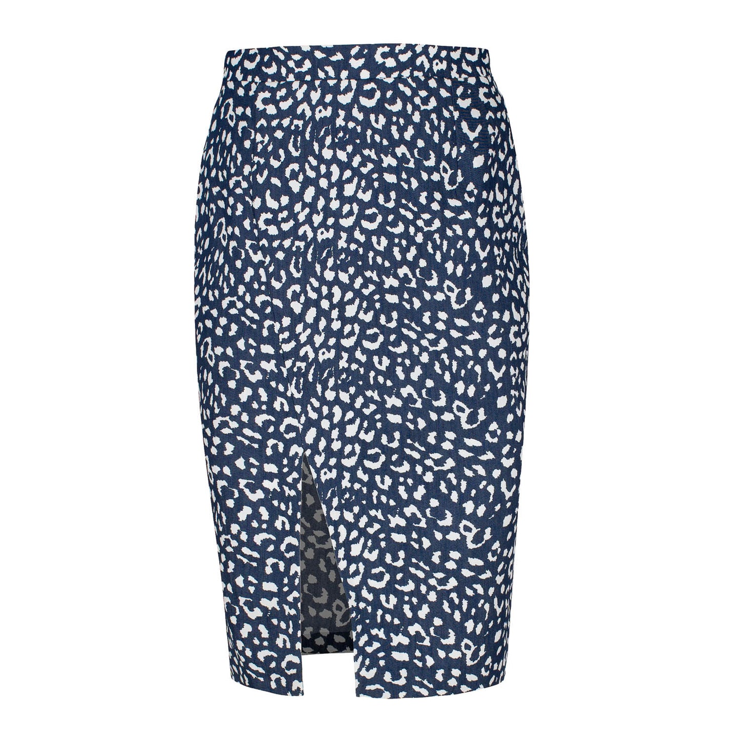 Conquista Φούστα Midi Casual Με Σκίσιμο Animal Print Μπλε C211-480-18