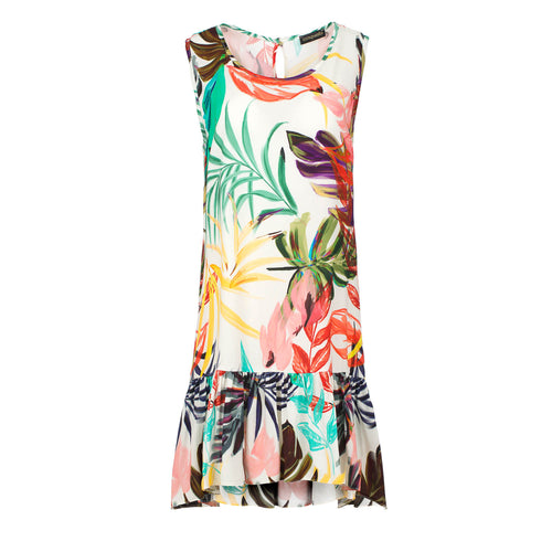 Leaf Print Frill Detail Dress