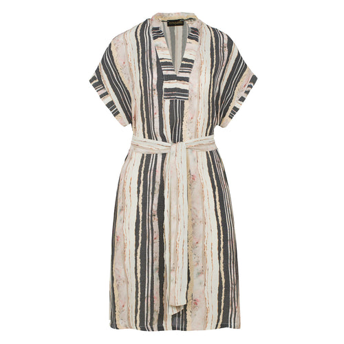 Stripe Print Sleeveless Dress with Side Slits