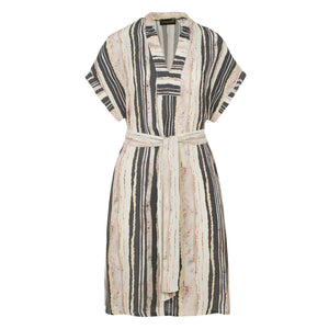 Stripe Print Sleeveless Dress with Side Slits