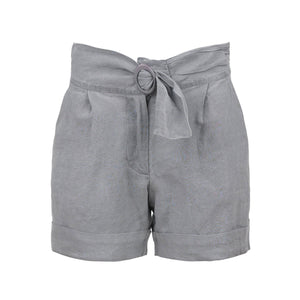 Organic Linen Shorts with Faux Belt Detail