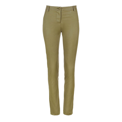 Olive Fitted Full Length Pants