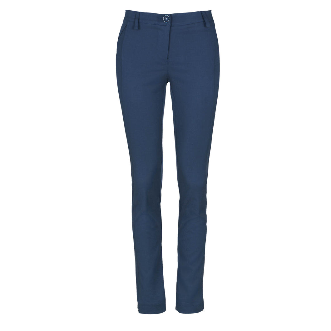 Navy Blue Fitted Full Length Pants