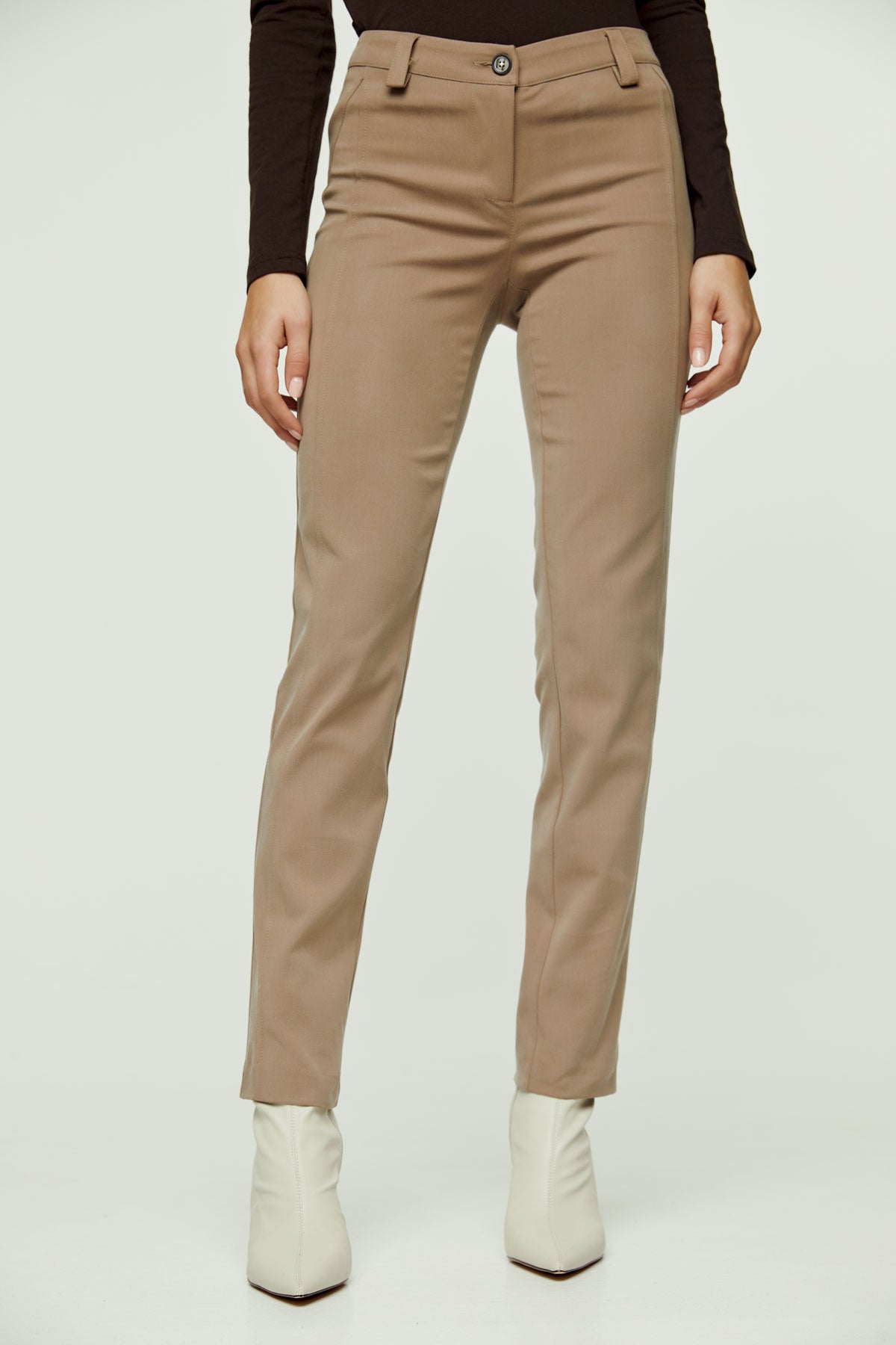 Camel Fitted Full Length Pants
