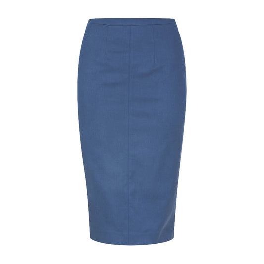 Navy Fitted Midi Skirt