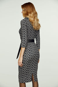 Fitted Print Dress with Belt