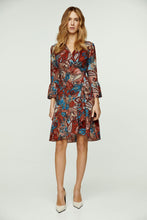 Load image into Gallery viewer, Paisley Print Viscose Wrap Dress with Bell Sleeves