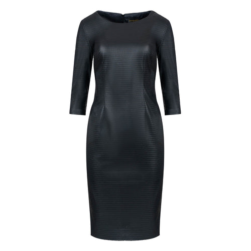 Black Stitch Detail Fitted Dress