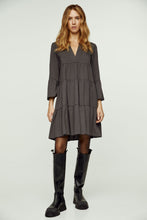 Load image into Gallery viewer, Anthracite Tencel Gathered Seams Dress
