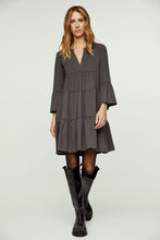 Load image into Gallery viewer, Anthracite Tencel Gathered Seams Dress