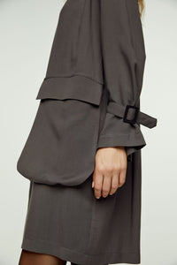 Dark Grey Pocket Detail Tencel Dress