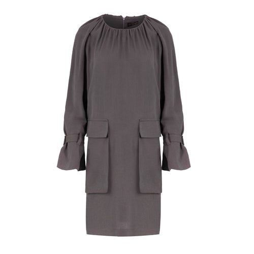 Dark Grey Pocket Detail Tencel Dress