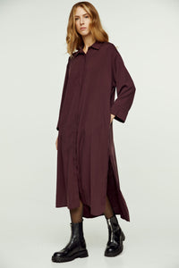 Burgundy Midi Dress with Side Slits