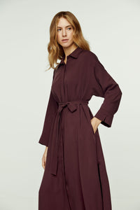 Burgundy Midi Dress with Side Slits