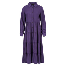 Load image into Gallery viewer, Aubergine Tiered Dress with Button Detail