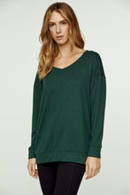 Load image into Gallery viewer, Dark Green V Neck Knit Top
