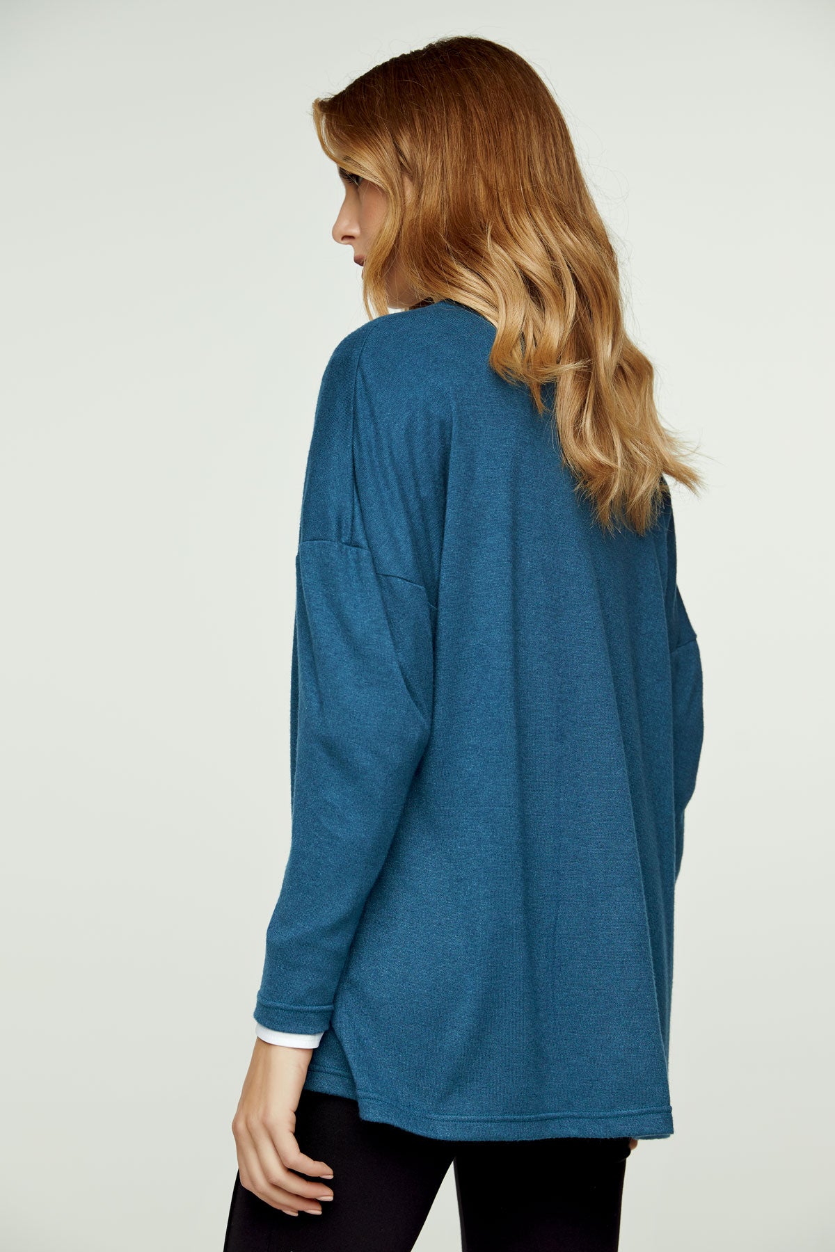 Petrol Blue Knit Button Cardigan