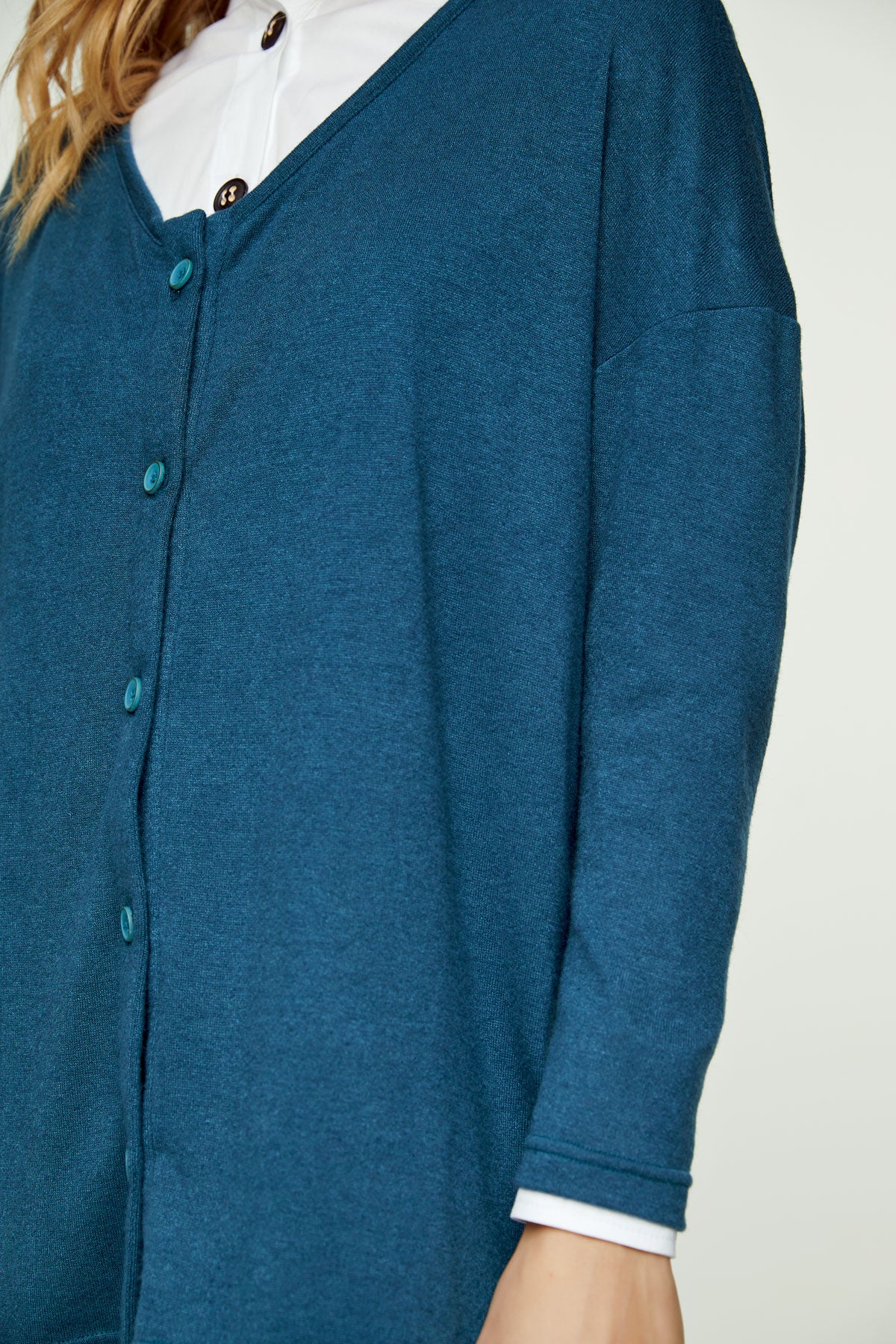 Petrol Blue Knit Button Cardigan
