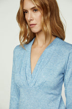 Load image into Gallery viewer, Light Blue Melange Knit V Neck Top