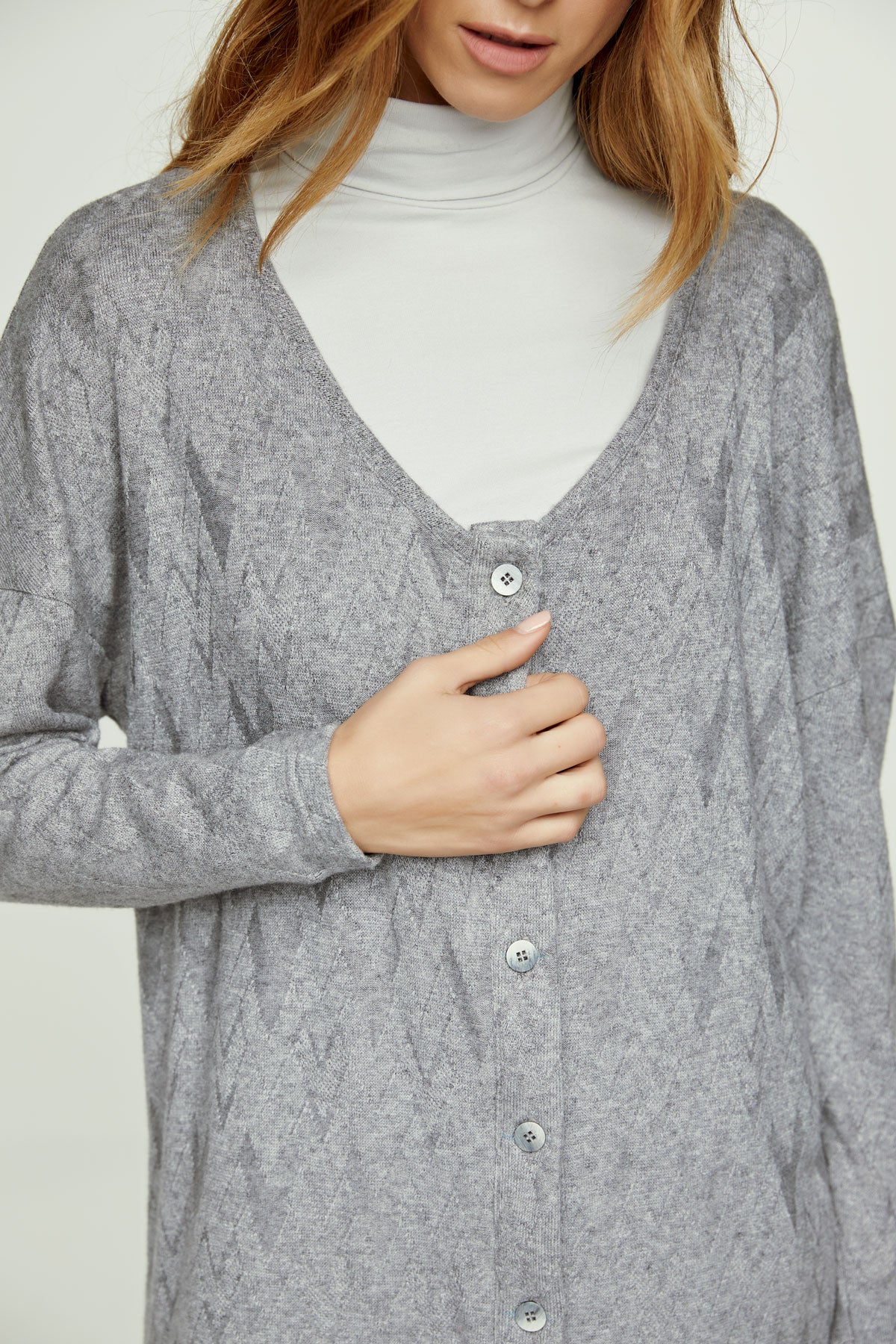 Grey Jacquard Cardigan