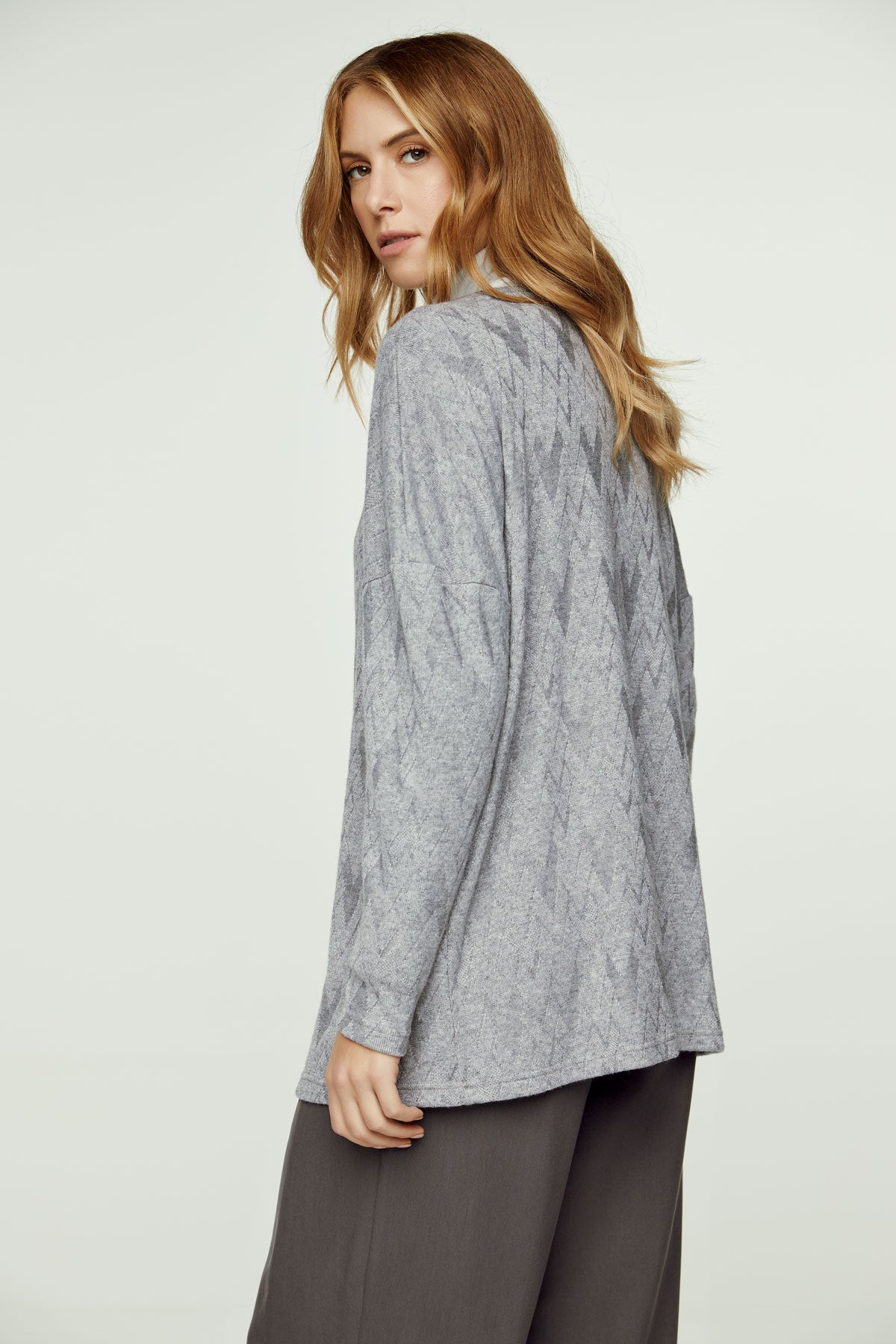 Grey Jacquard Cardigan