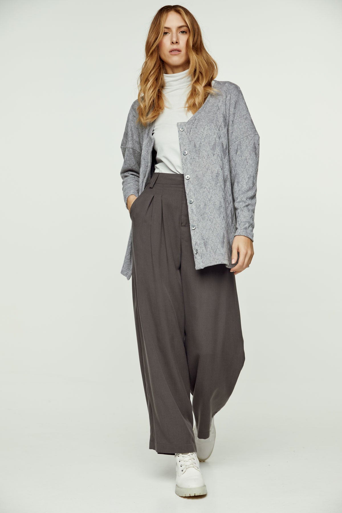 Grey Jacquard Cardigan