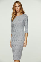 Load image into Gallery viewer, 3/4 Sleeve Grey Jacquard Fitted Dress